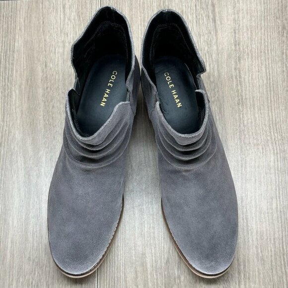 Cole Haan Boots Womens 7B Alayna Slouch Ankle Booties Pull On Suede Gray W13894 - Picture 5 of 10